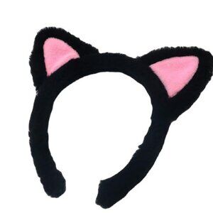 Black Cat Ears Headbands, Plush Cute Washing Face Headbands,Cats Ears Hair Headb